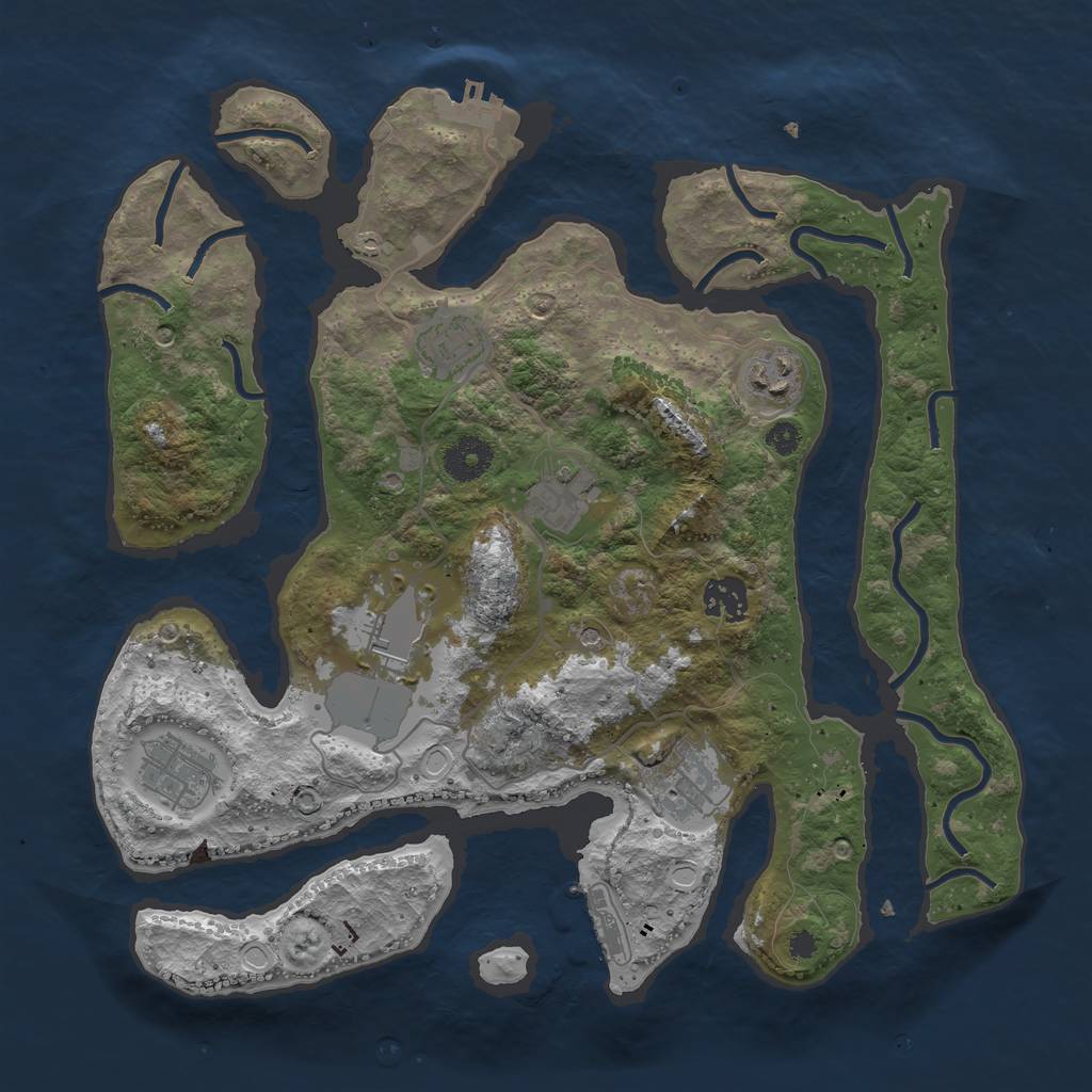 Rust Map: Procedural Map, Size: 3500, Seed: 10902, 15 Monuments