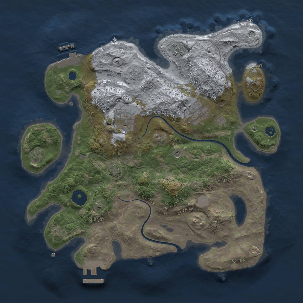 Rust Map: Procedural Map, Size: 3000, Seed: 937047, 9 Monuments