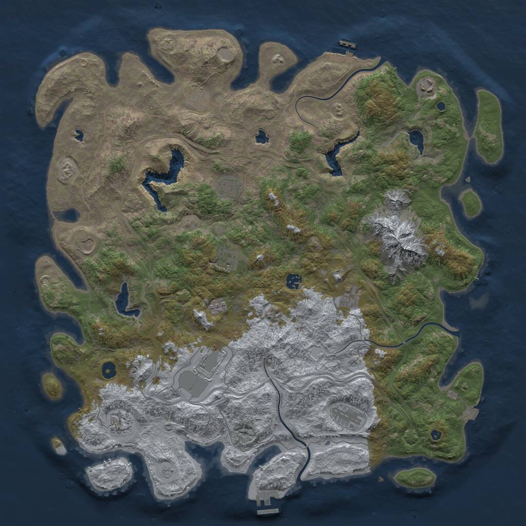 Rust Map: Procedural Map, Size: 5000, Seed: 376208, 17 Monuments