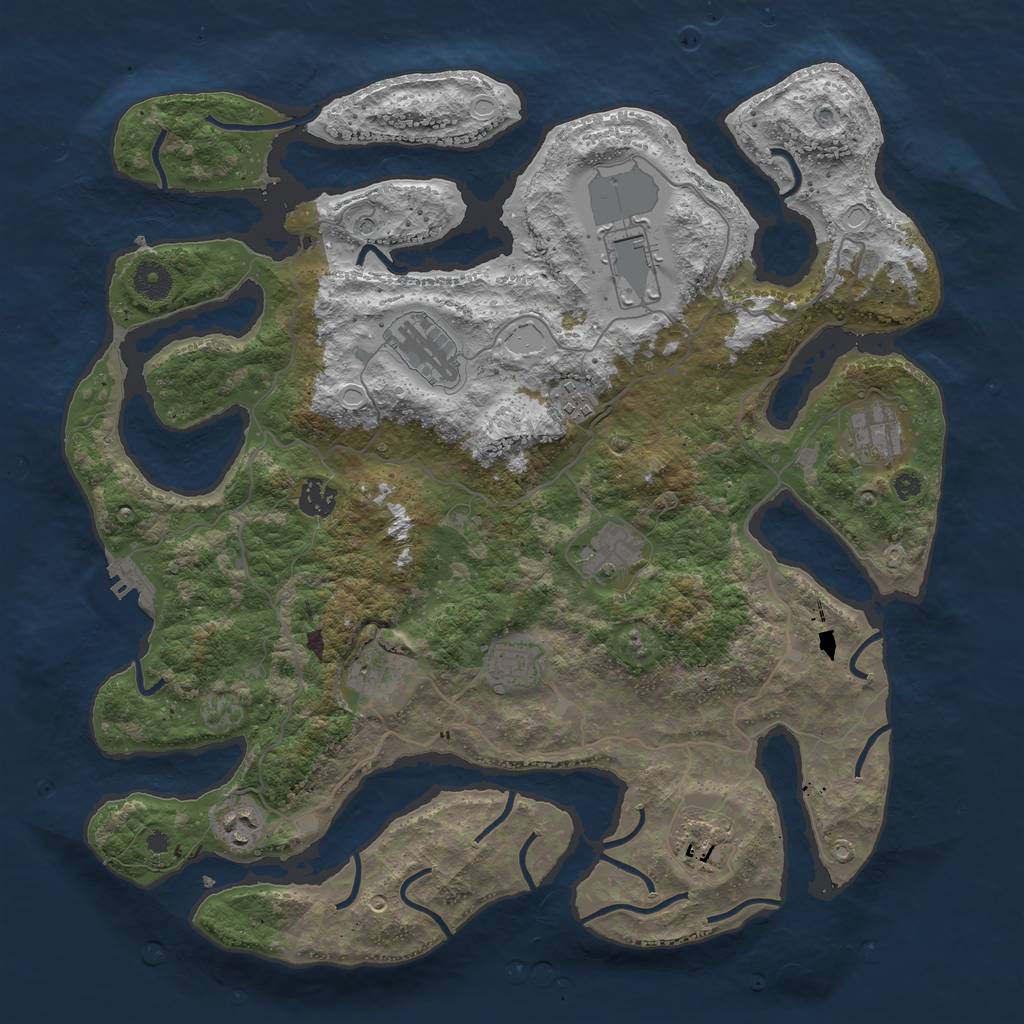 Rust Map: Procedural Map, Size: 4000, Seed: 20707, 17 Monuments