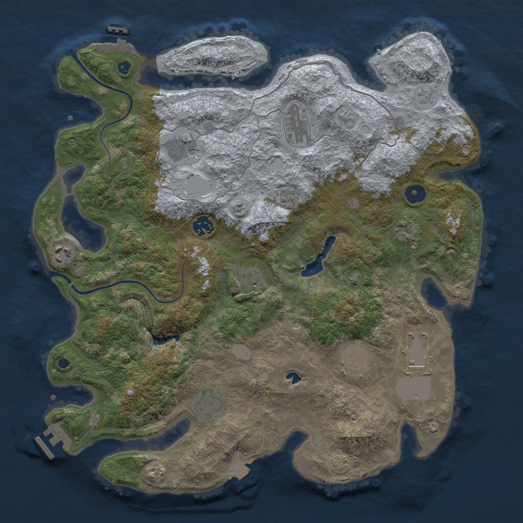 Rust Map: Procedural Map, Size: 4000, Seed: 20707, 16 Monuments