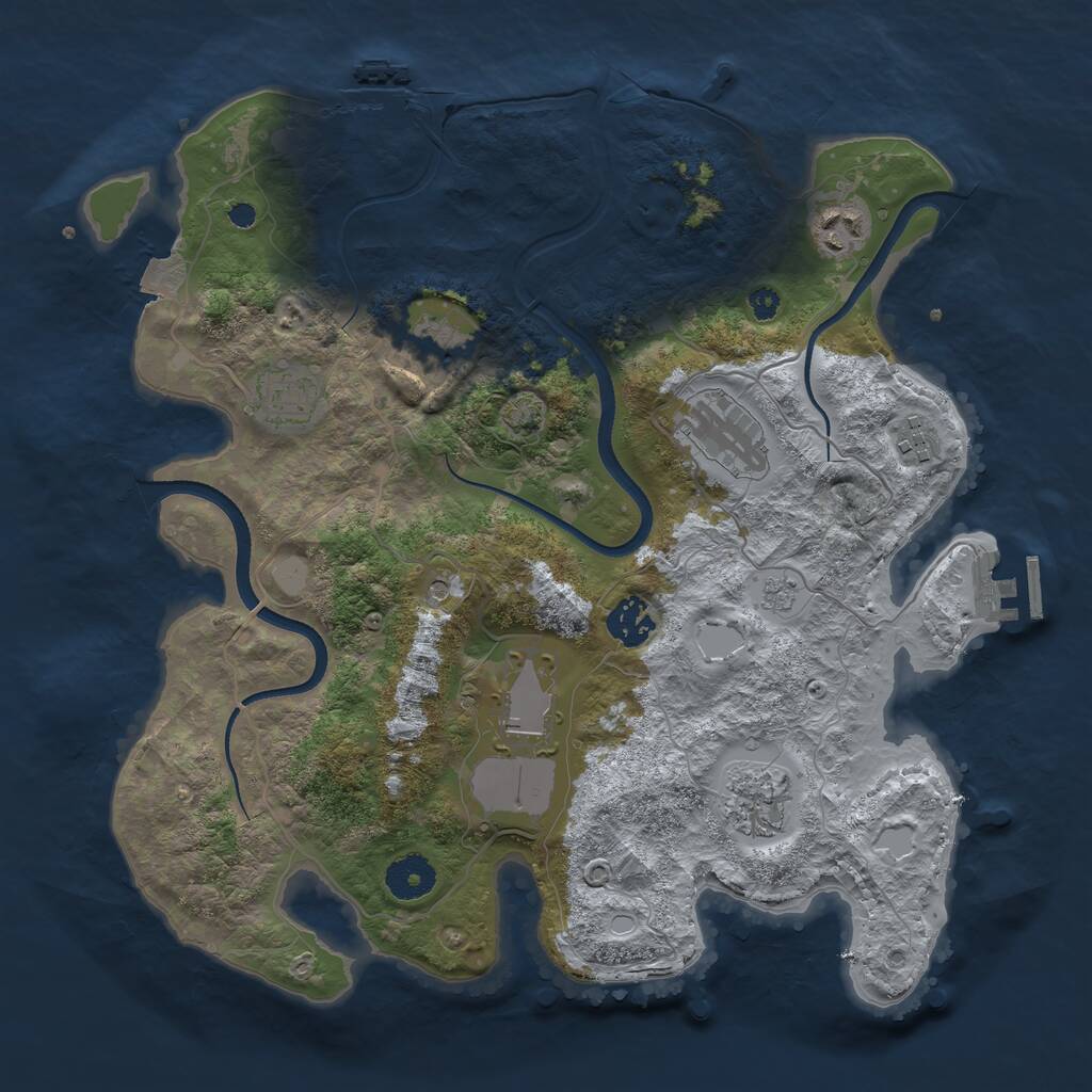 Rust Map: Procedural Map, Size: 3500, Seed: 85680060, 14 Monuments