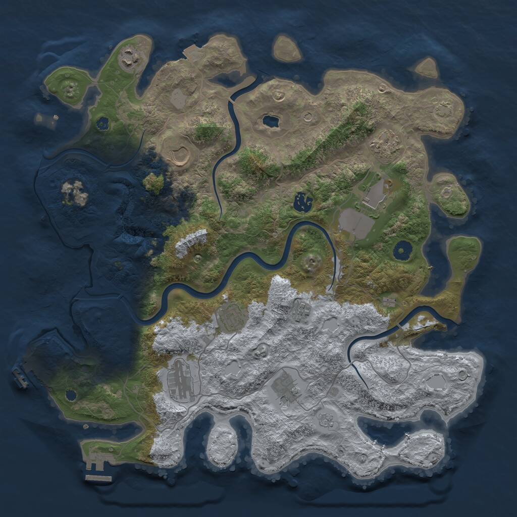 Rust Map: Procedural Map, Size: 4000, Seed: 532137469, 15 Monuments