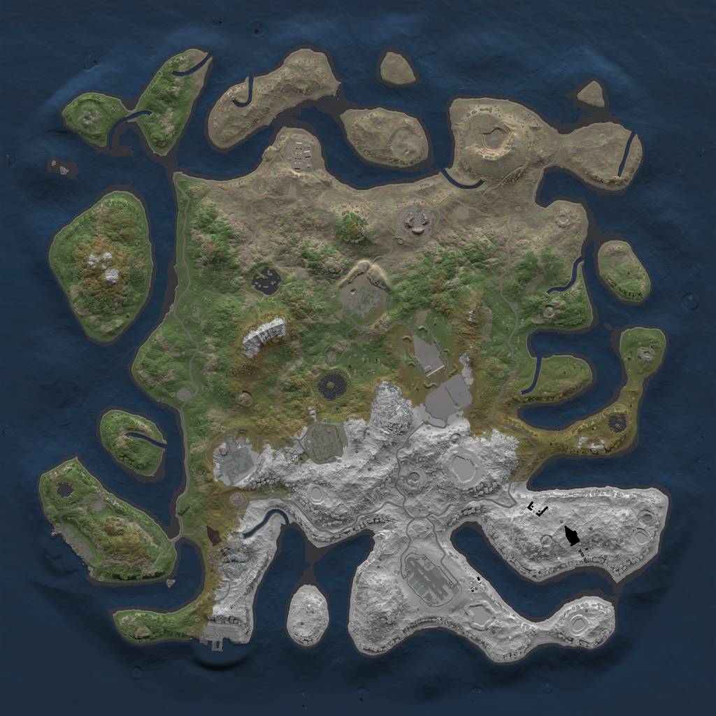 Rust Map: Procedural Map, Size: 4000, Seed: 532137469, 17 Monuments