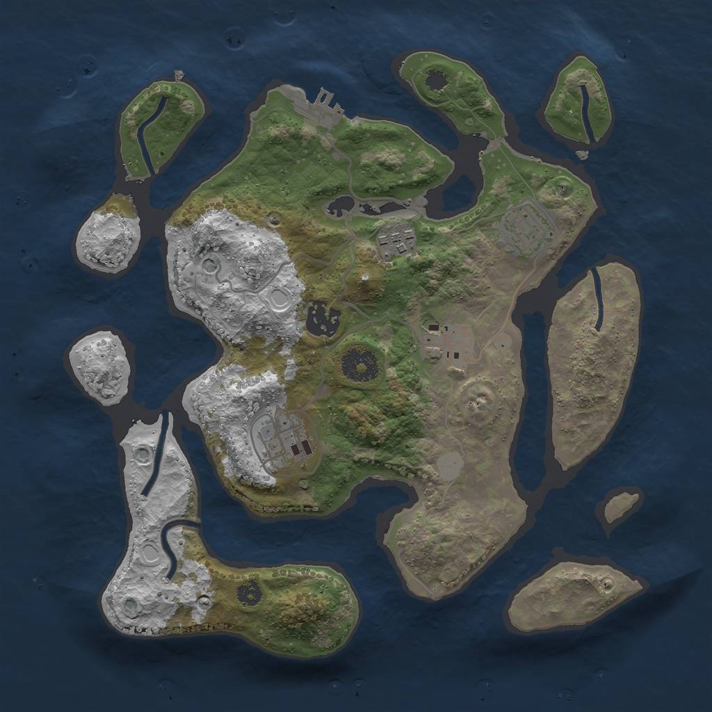 Rust Map: Procedural Map, Size: 3000, Seed: 2424921, 12 Monuments