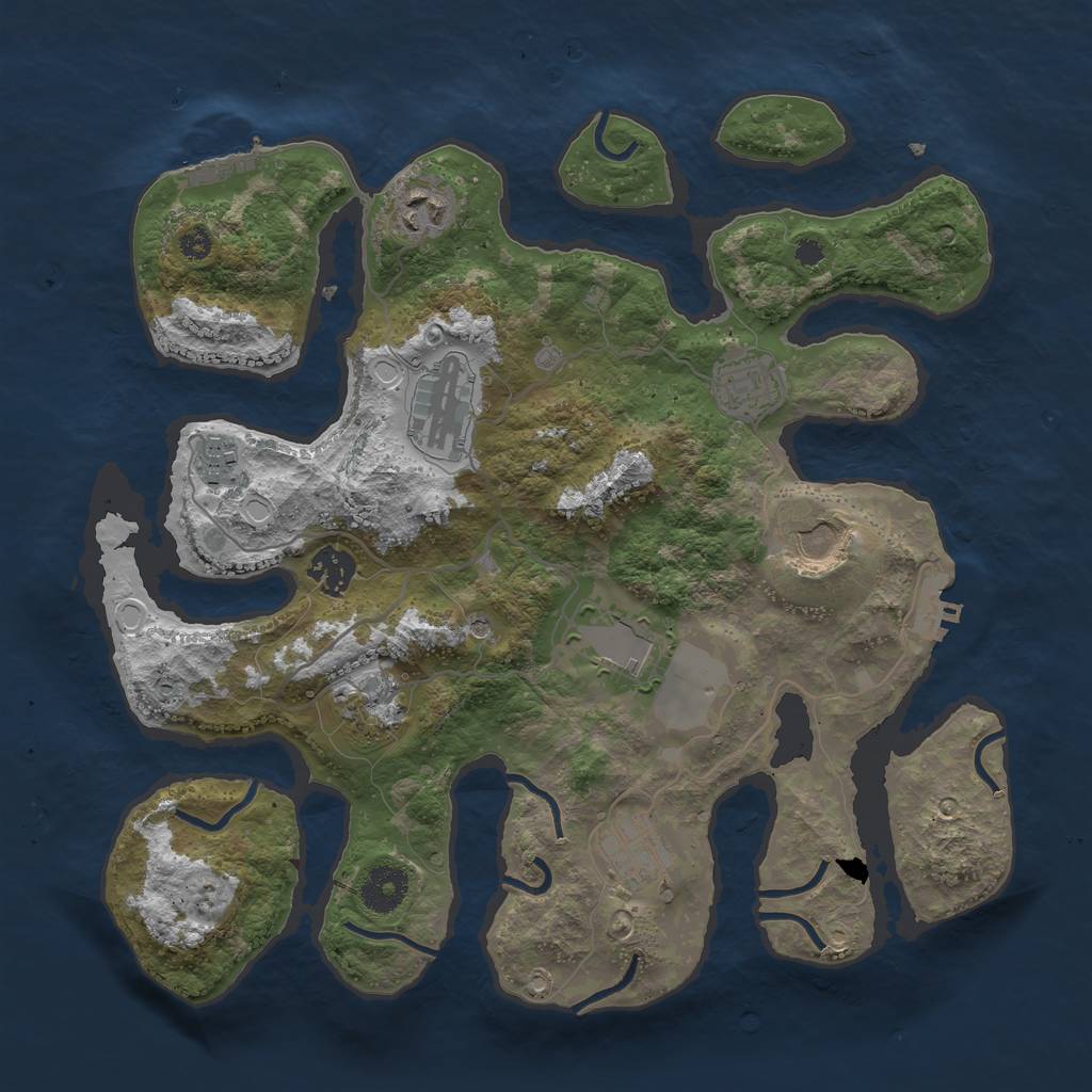 Rust Map: Procedural Map, Size: 3500, Seed: 933111203, 17 Monuments