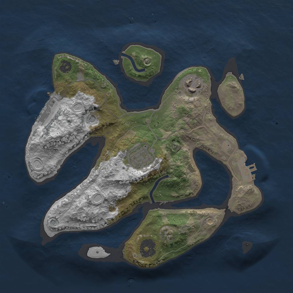 Rust Map: Procedural Map, Size: 2500, Seed: 228, 10 Monuments