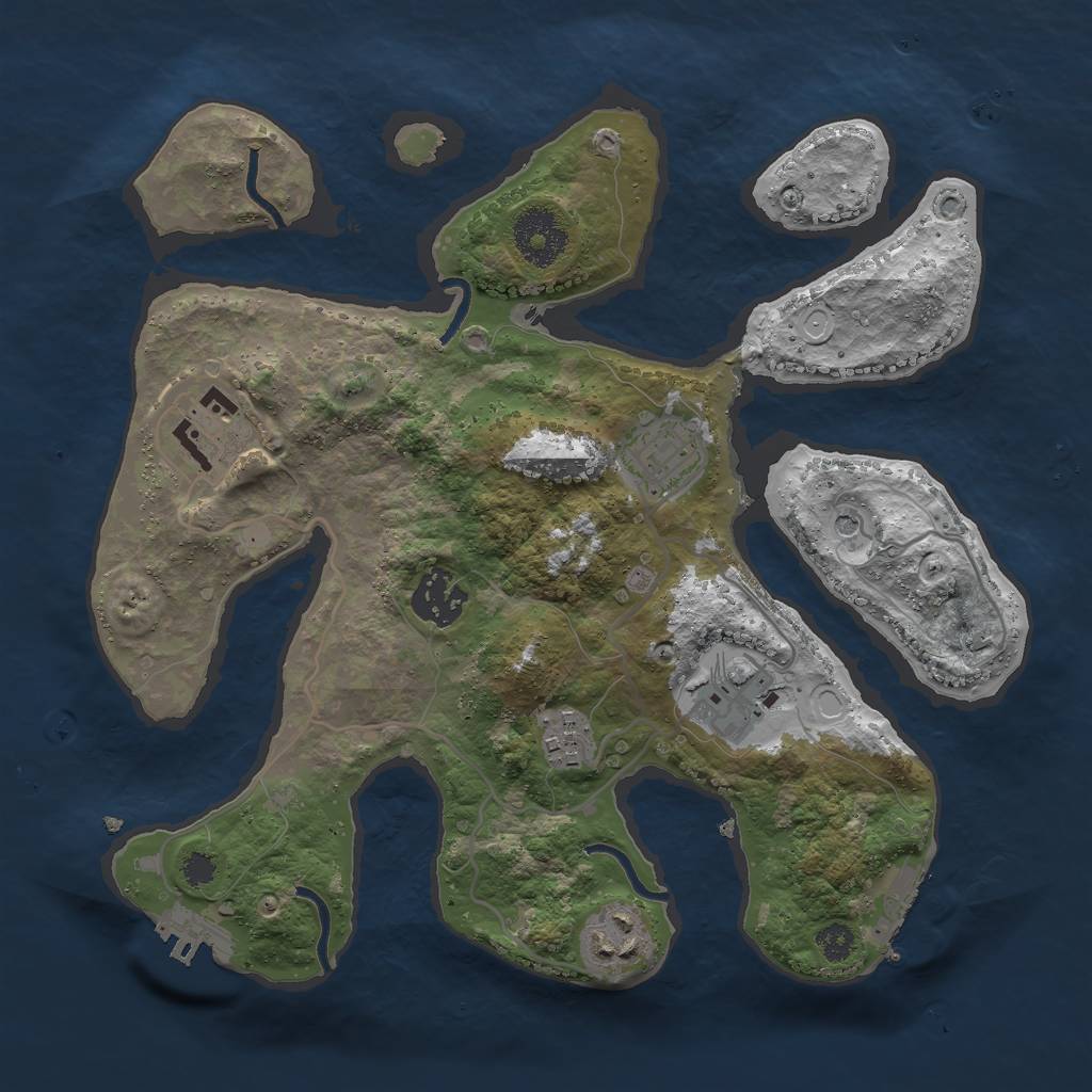 Rust Map: Procedural Map, Size: 3000, Seed: 1244502065, 14 Monuments