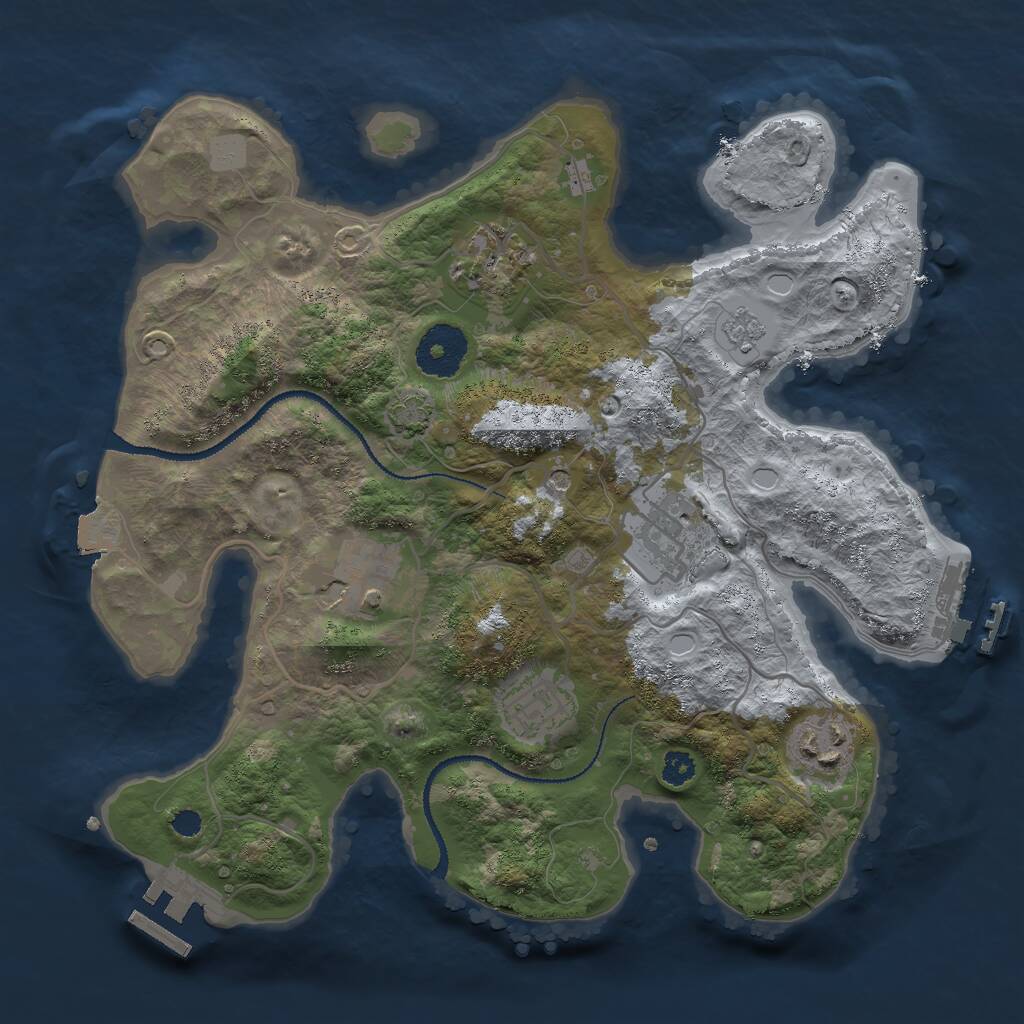 Rust Map: Procedural Map, Size: 3000, Seed: 1244502065, 11 Monuments