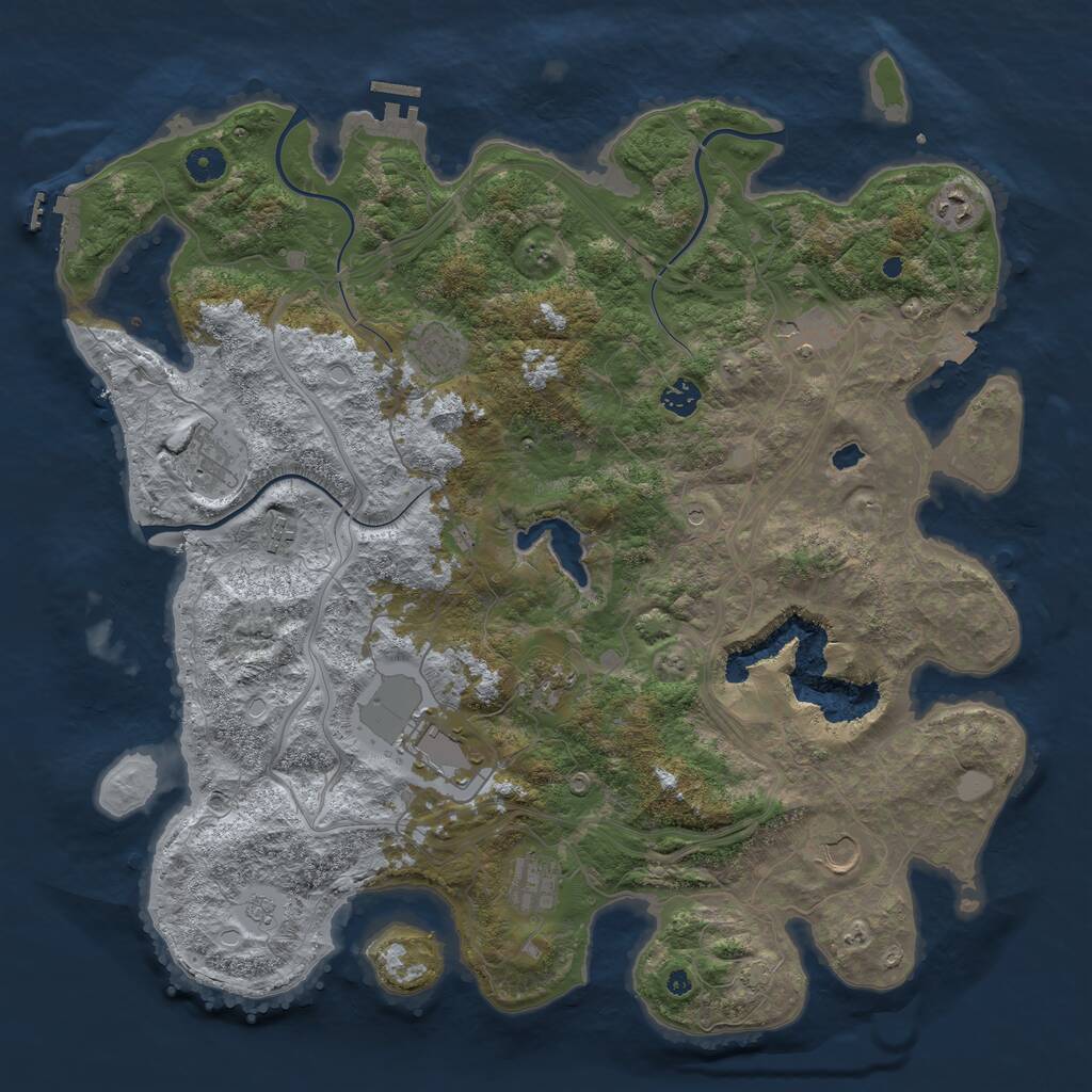 Rust Map: Procedural Map, Size: 4400, Seed: 100, 16 Monuments