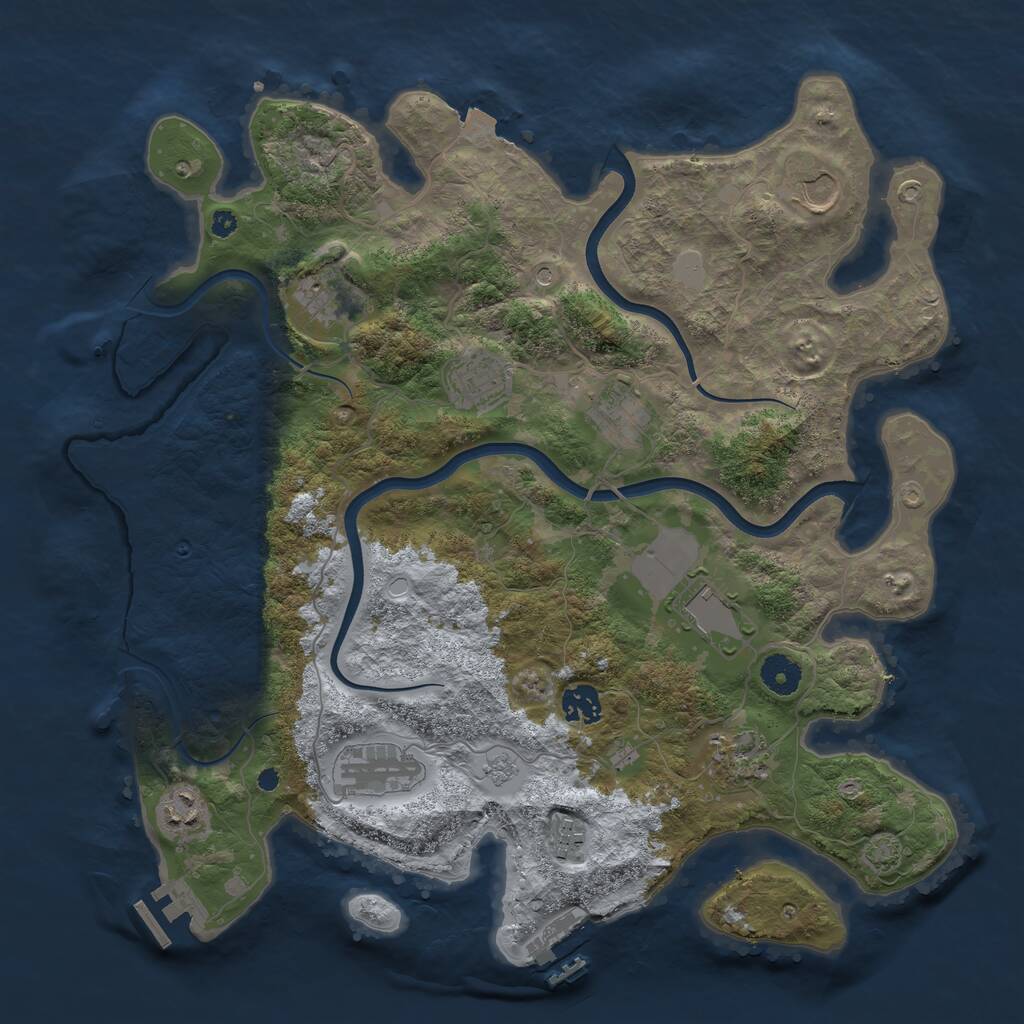 Rust Map: Procedural Map, Size: 3850, Seed: 905396204, 16 Monuments