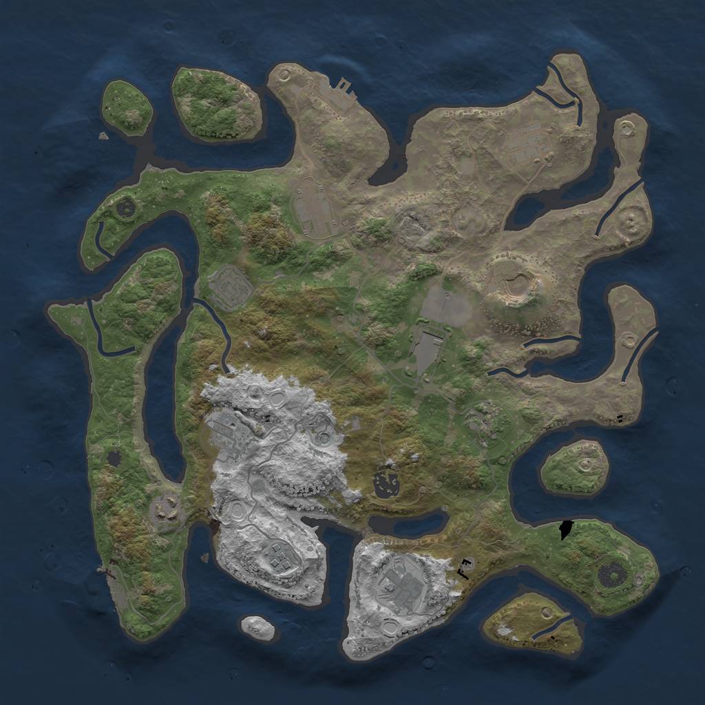 Rust Map: Procedural Map, Size: 3850, Seed: 905396204, 19 Monuments