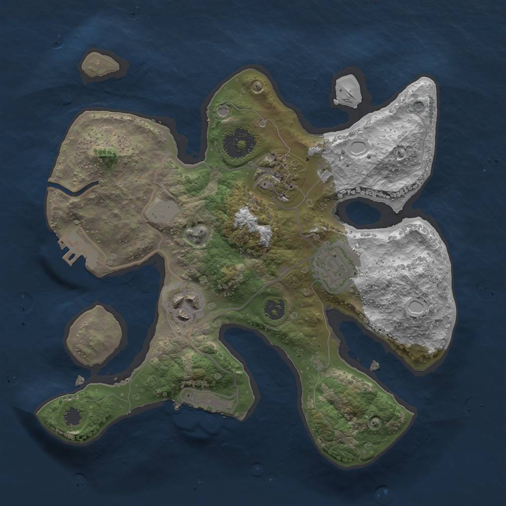 Rust Map: Procedural Map, Size: 2500, Seed: 223456887, 10 Monuments