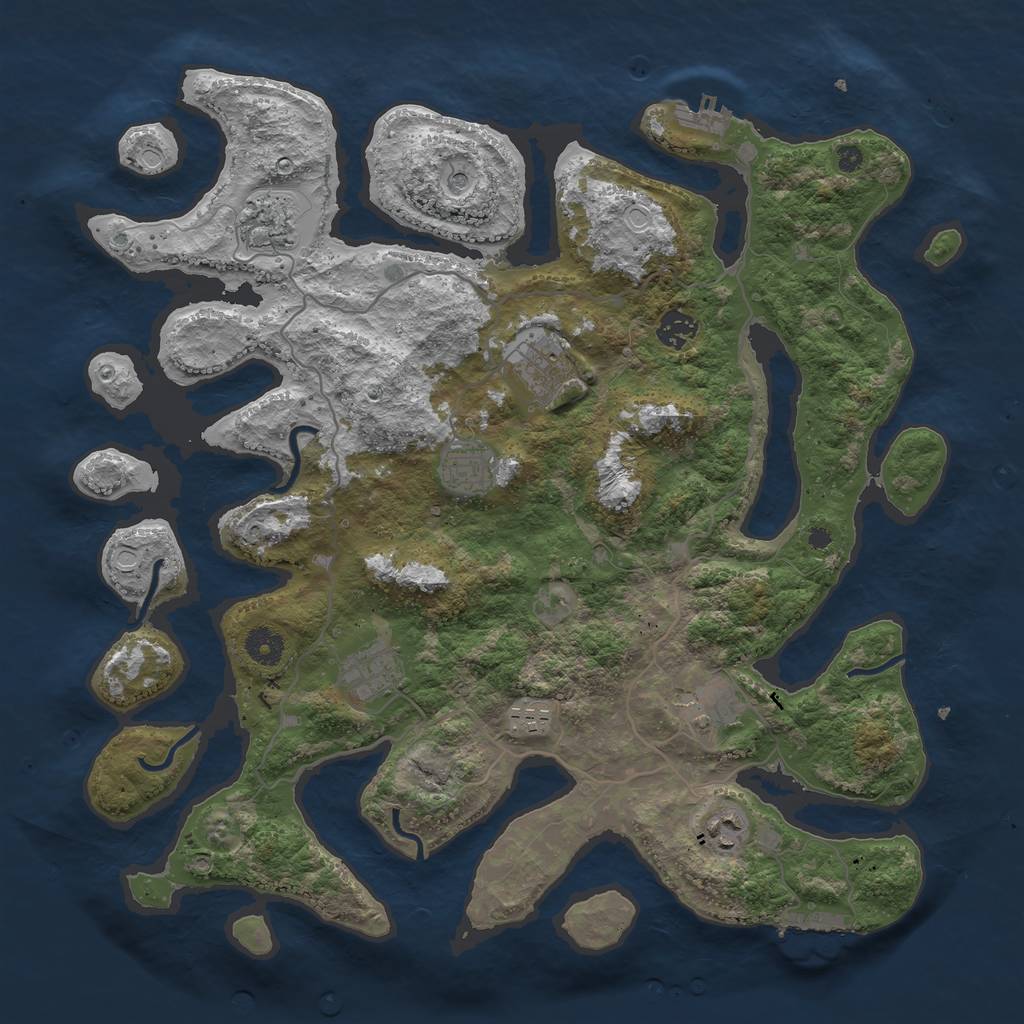 Rust Map: Procedural Map, Size: 4000, Seed: 2089764778, 16 Monuments