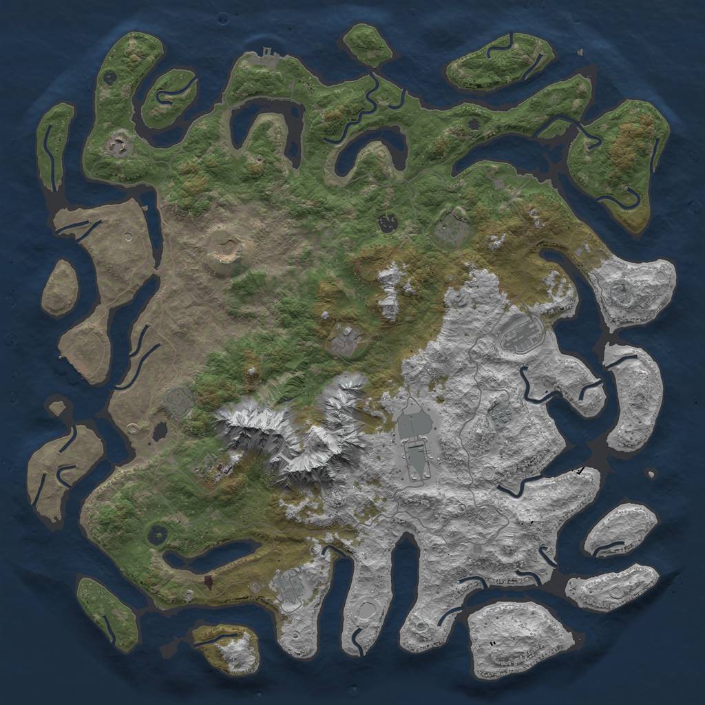 Rust Map: Procedural Map, Size: 5465, Seed: 1543286434, 19 Monuments