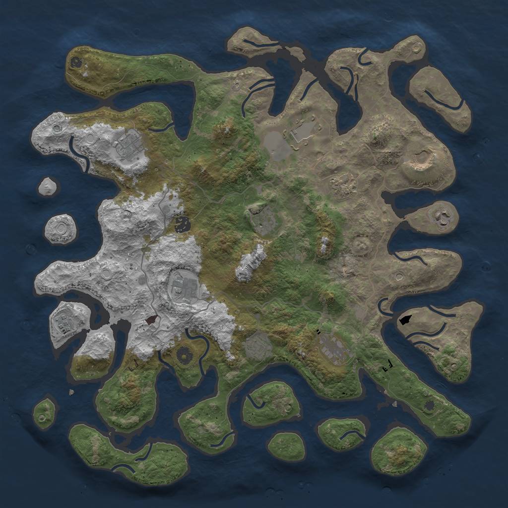 Rust Map: Procedural Map, Size: 4500, Seed: 2108606309, 17 Monuments