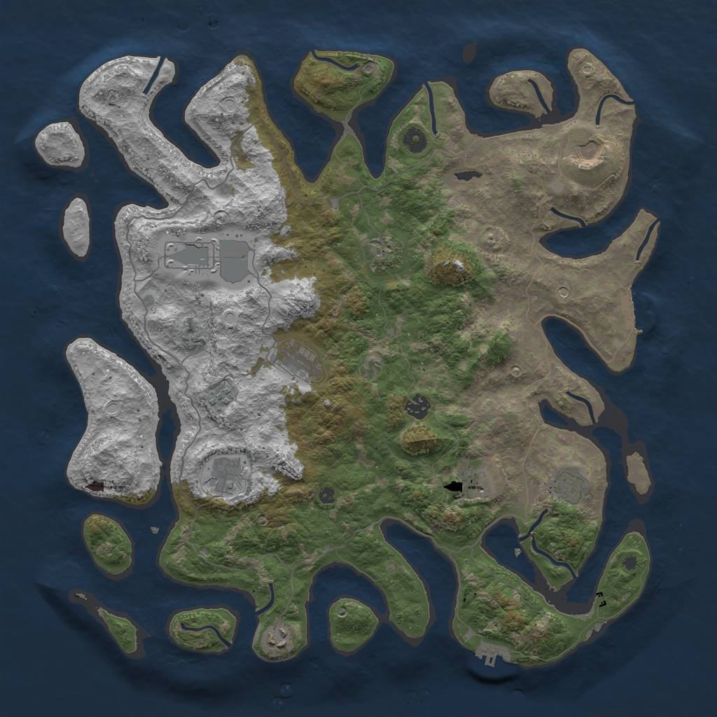 Rust Map: Procedural Map, Size: 4500, Seed: 2048, 18 Monuments