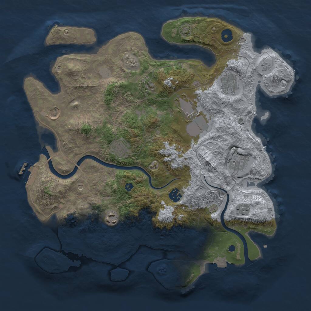 Rust Map: Procedural Map, Size: 3750, Seed: 1841200553, 14 Monuments