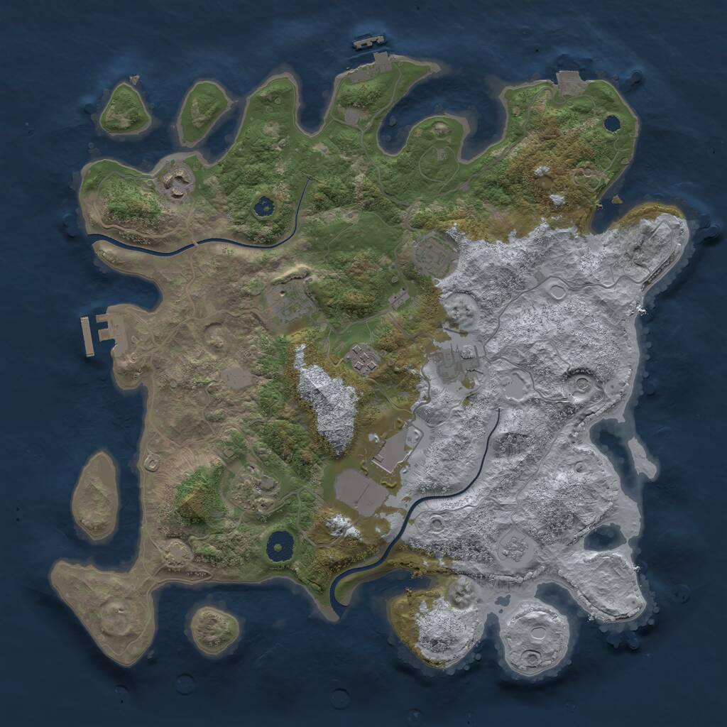 Rust Map: Procedural Map, Size: 3700, Seed: 886282522, 13 Monuments