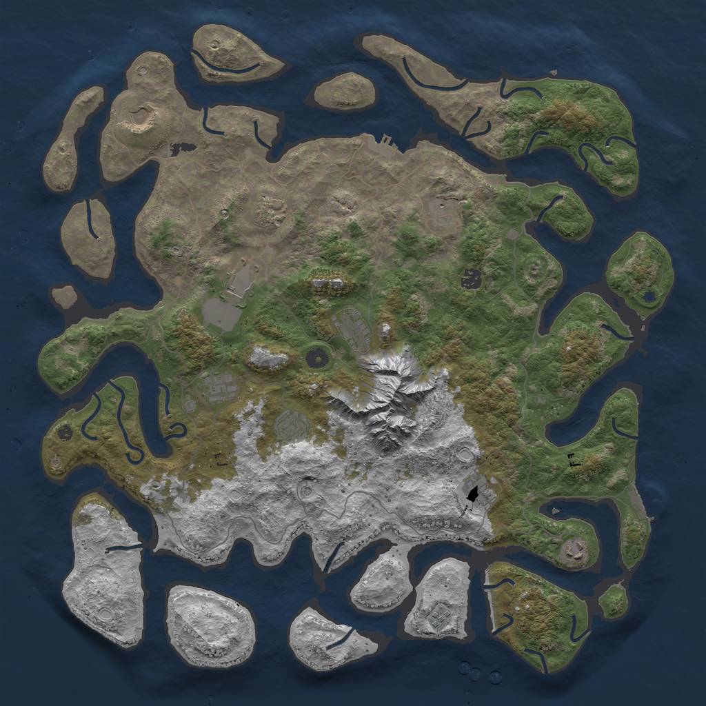 Rust Map: Procedural Map, Size: 5000, Seed: 76018423, 19 Monuments