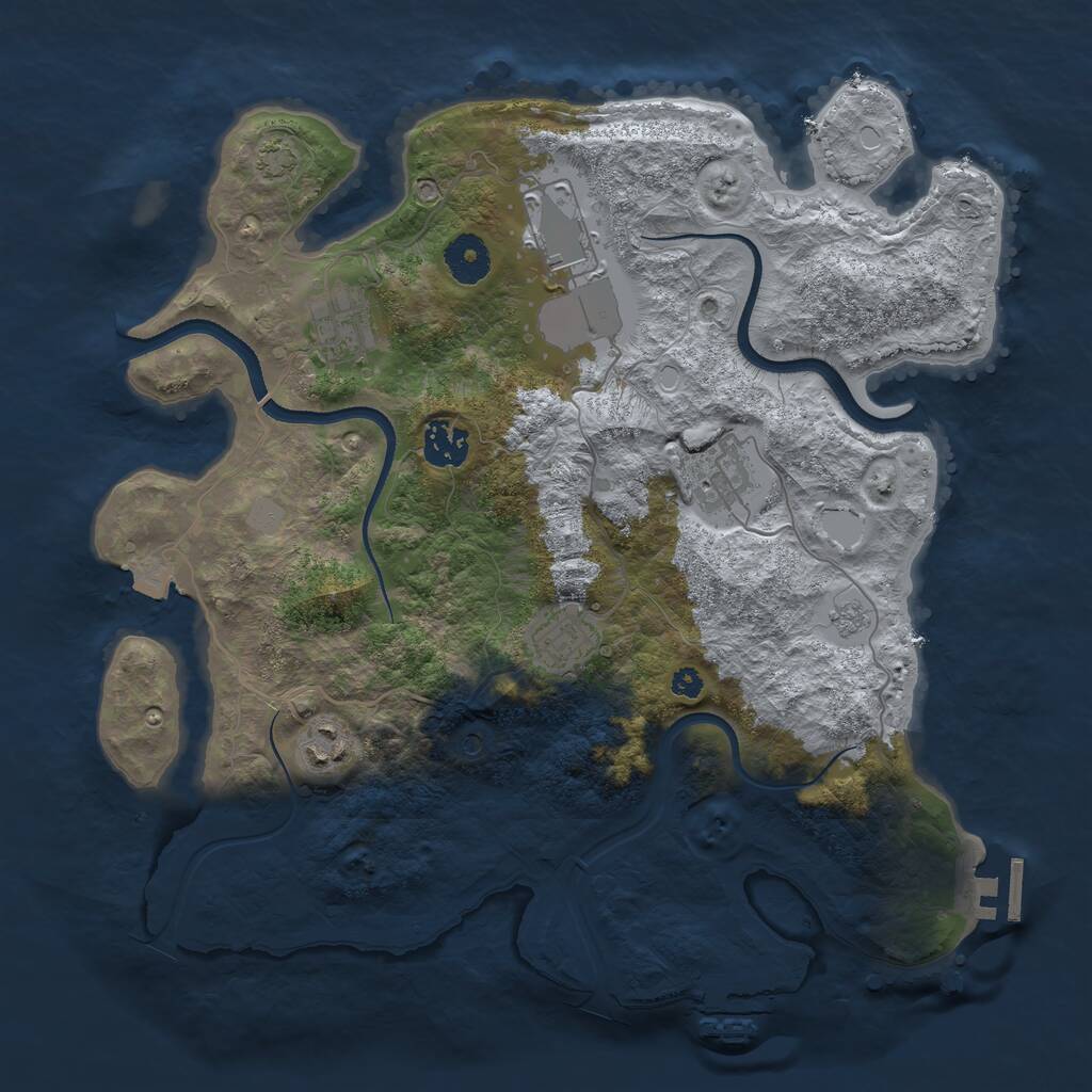 Rust Map: Procedural Map, Size: 3500, Seed: 1864139914, 12 Monuments