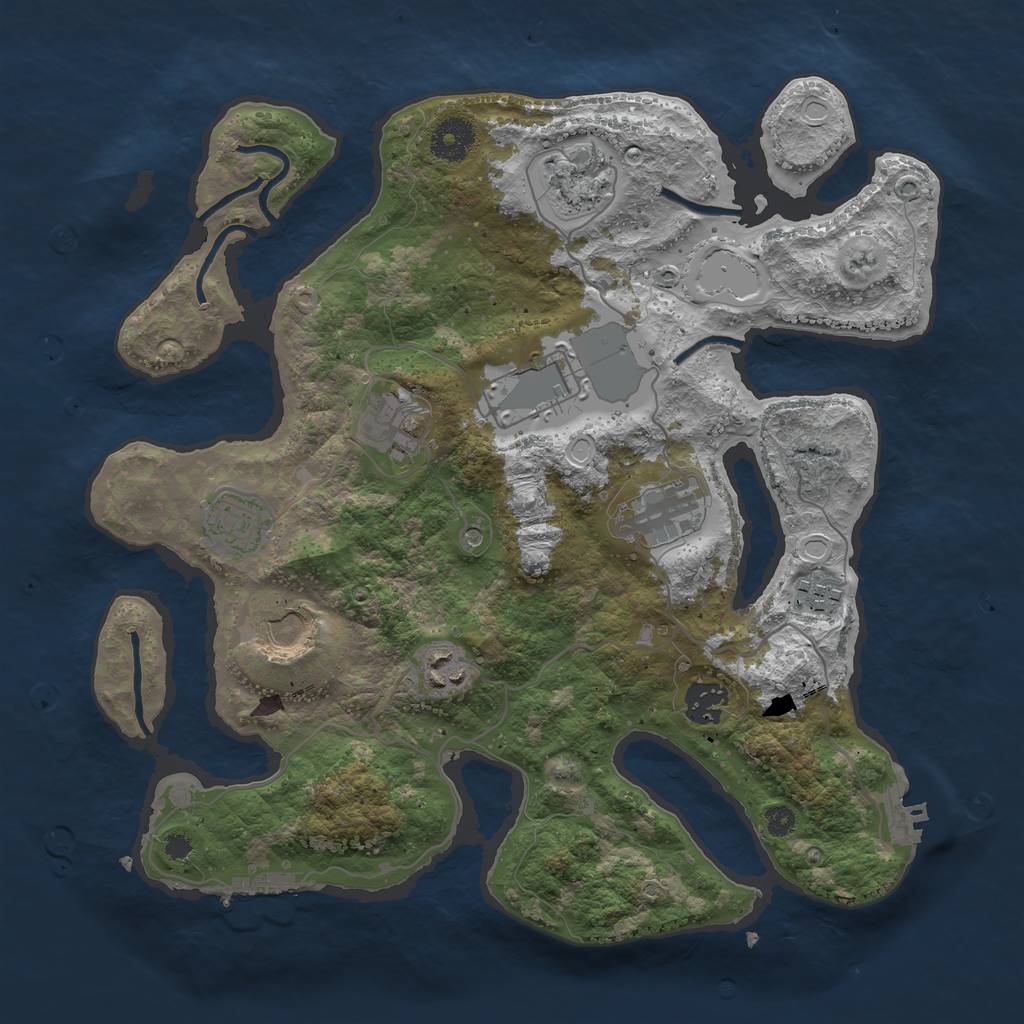 Rust Map: Procedural Map, Size: 3500, Seed: 1864139914, 17 Monuments