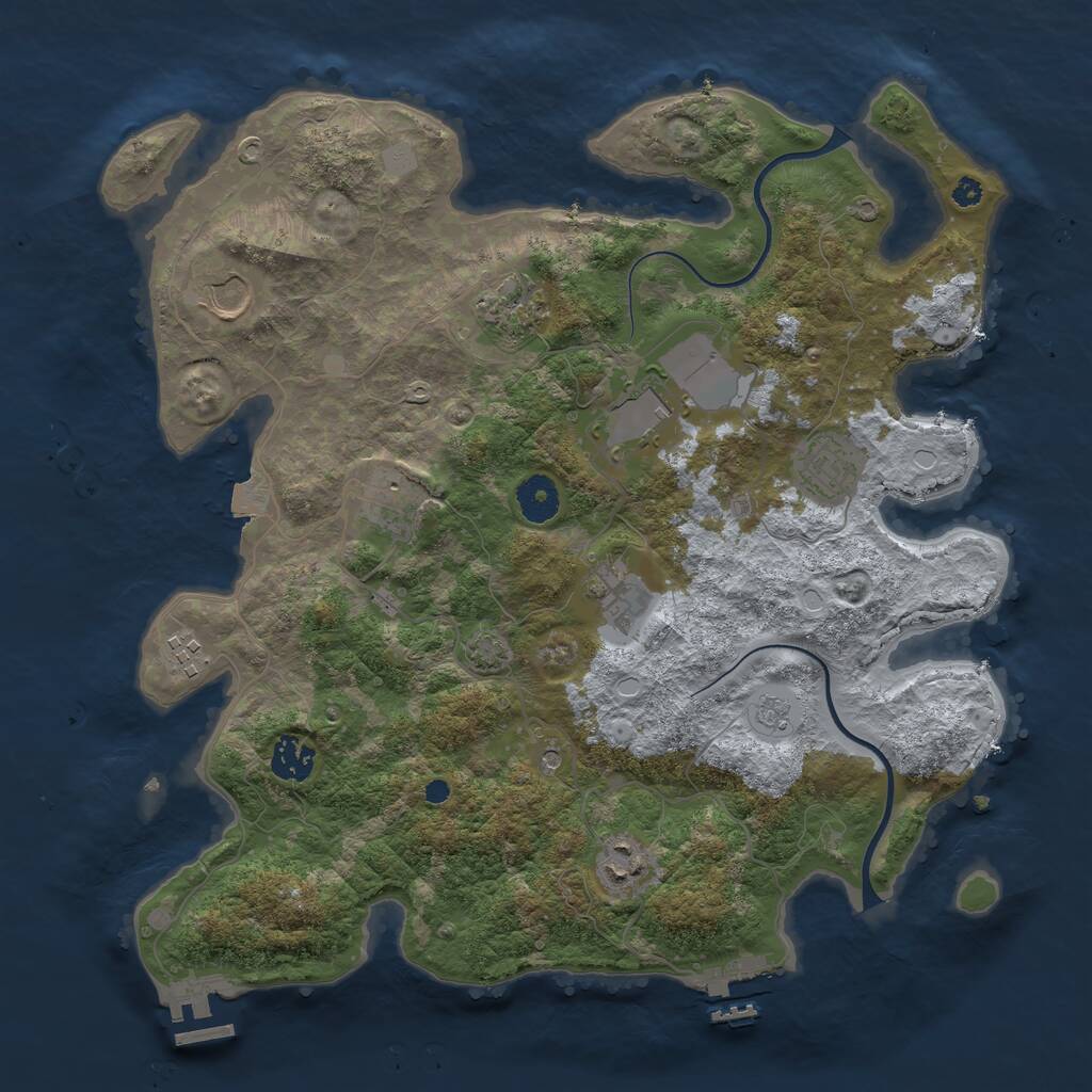 Rust Map: Procedural Map, Size: 3700, Seed: 1806821371, 15 Monuments