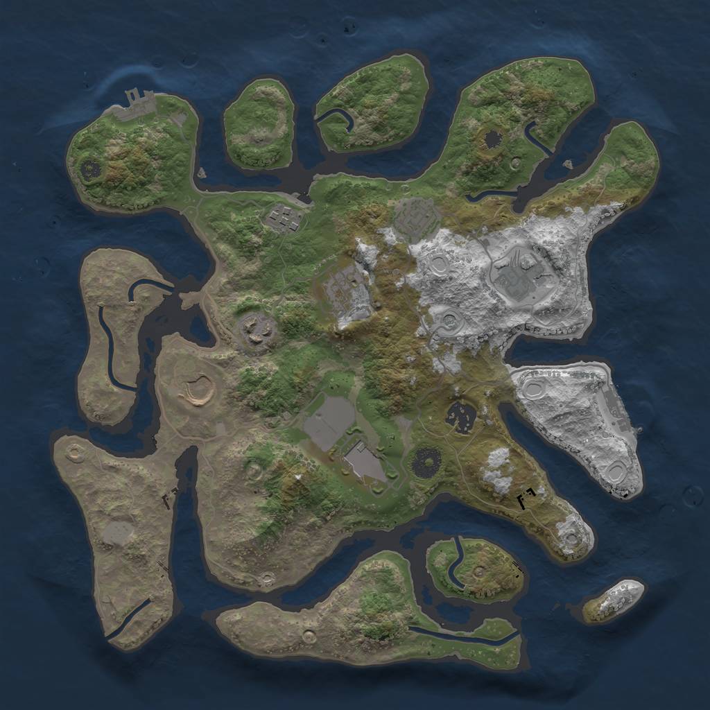 Rust Map: Procedural Map, Size: 3500, Seed: 33192180, 16 Monuments