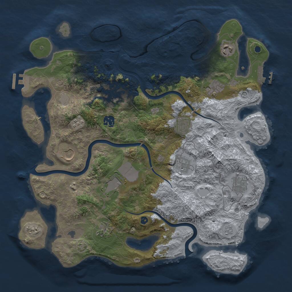 Rust Map: Procedural Map, Size: 3800, Seed: 4206969, 17 Monuments