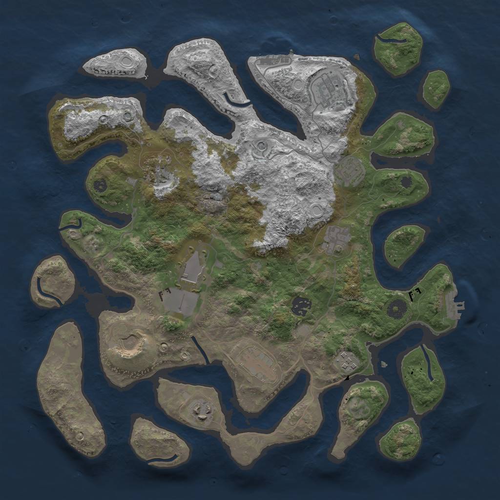 Rust Map: Procedural Map, Size: 3800, Seed: 8435324, 18 Monuments