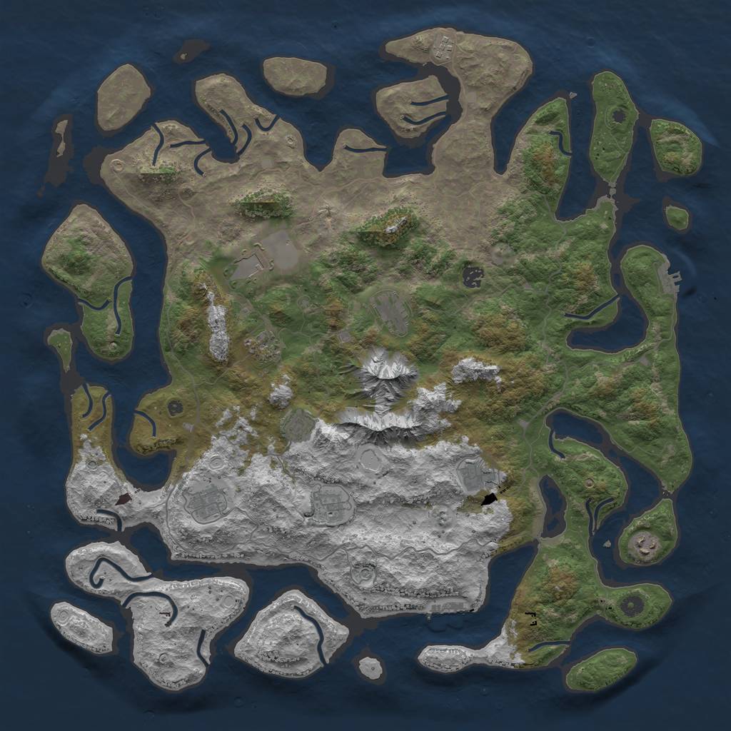 Rust Map: Procedural Map, Size: 5000, Seed: 595402945, 18 Monuments