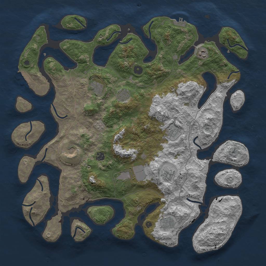 Rust Map: Procedural Map, Size: 4500, Seed: 80309, 18 Monuments