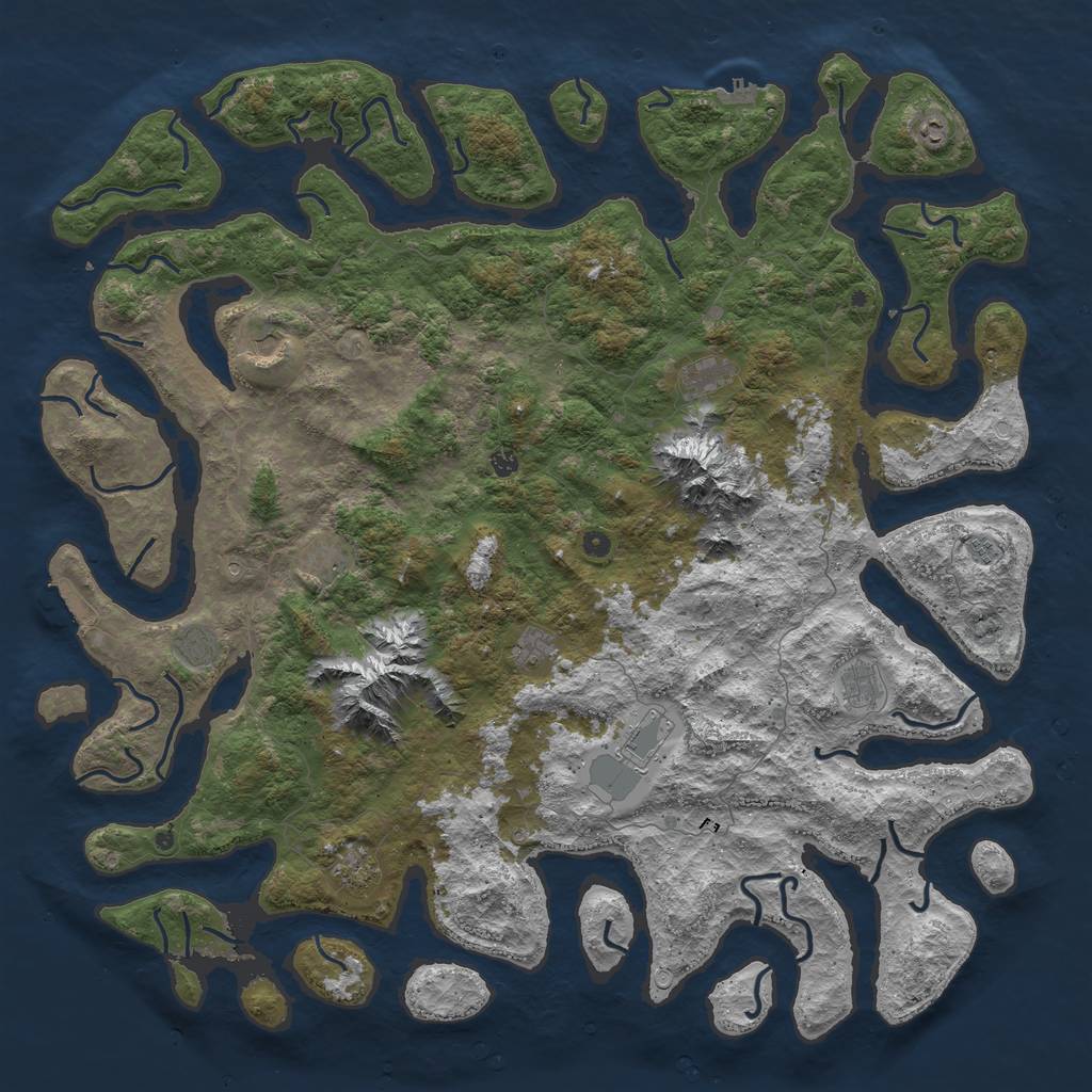 Rust Map: Procedural Map, Size: 6000, Seed: 103467651, 19 Monuments