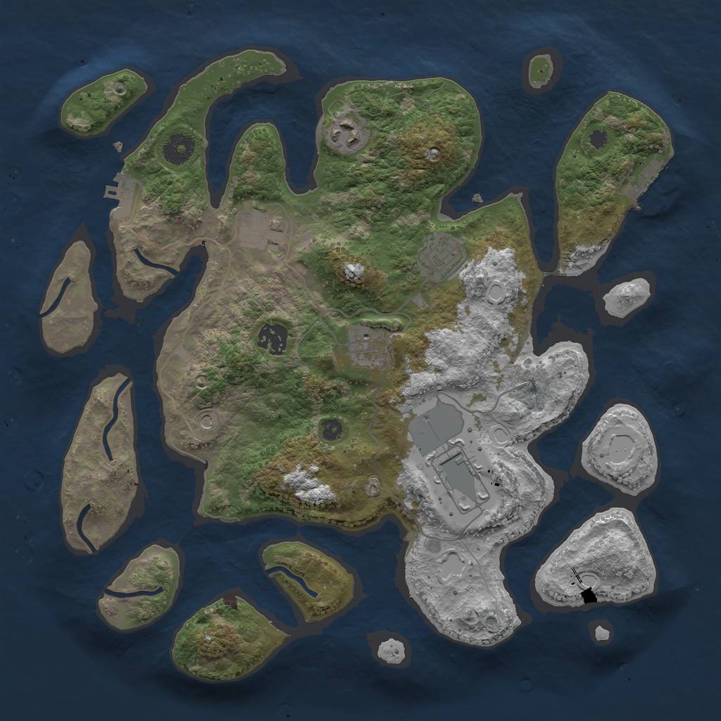 Rust Map: Procedural Map, Size: 3500, Seed: 374992791, 14 Monuments