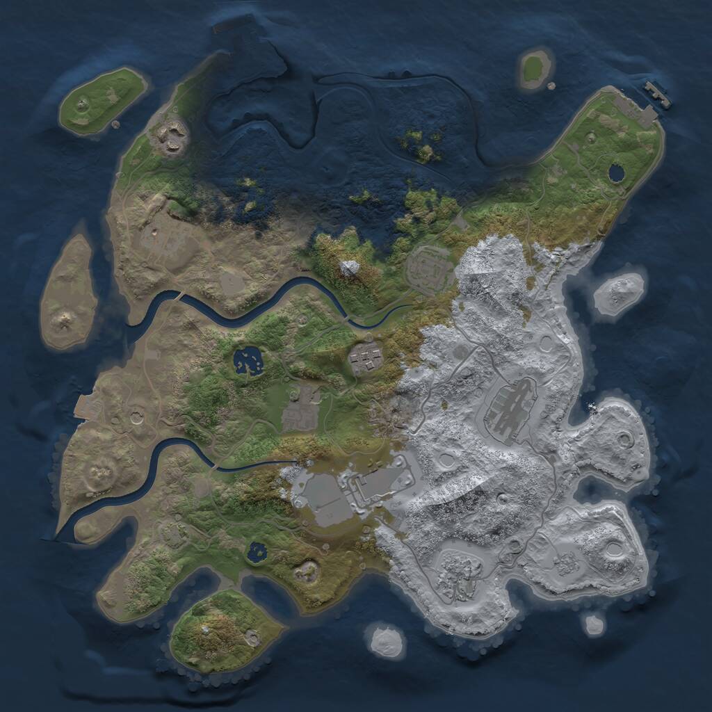 Rust Map: Procedural Map, Size: 3500, Seed: 374992791, 15 Monuments