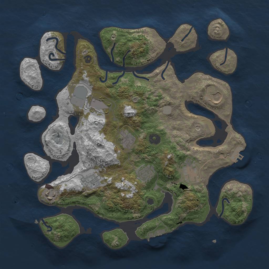 Rust Map: Procedural Map, Size: 3500, Seed: 1032999226, 15 Monuments