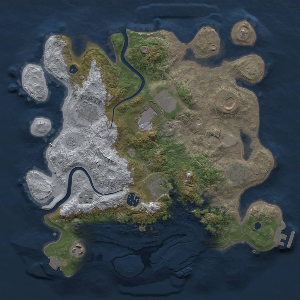 Rust Map: Procedural Map, Size: 3500, Seed: 1032999226, 14 Monuments