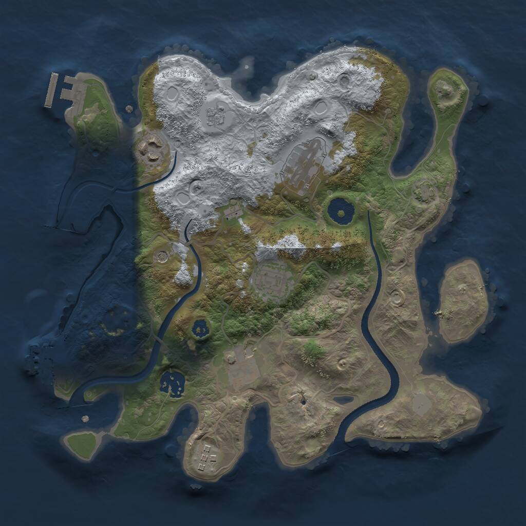 Rust Map: Procedural Map, Size: 3000, Seed: 1110582028, 12 Monuments