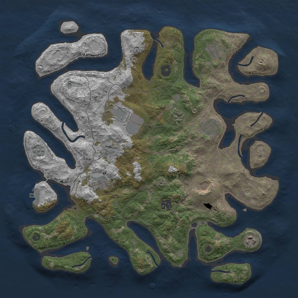 Rust Map: Procedural Map, Size: 4000, Seed: 1278503502, 16 Monuments