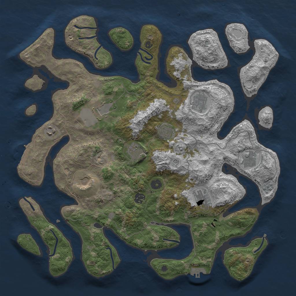 Rust Map: Procedural Map, Size: 4200, Seed: 1598754, 18 Monuments