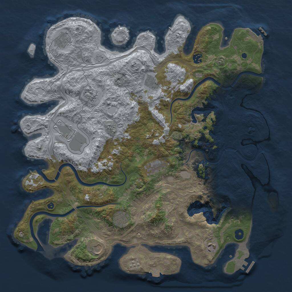Rust Map: Procedural Map, Size: 4400, Seed: 55555, 16 Monuments