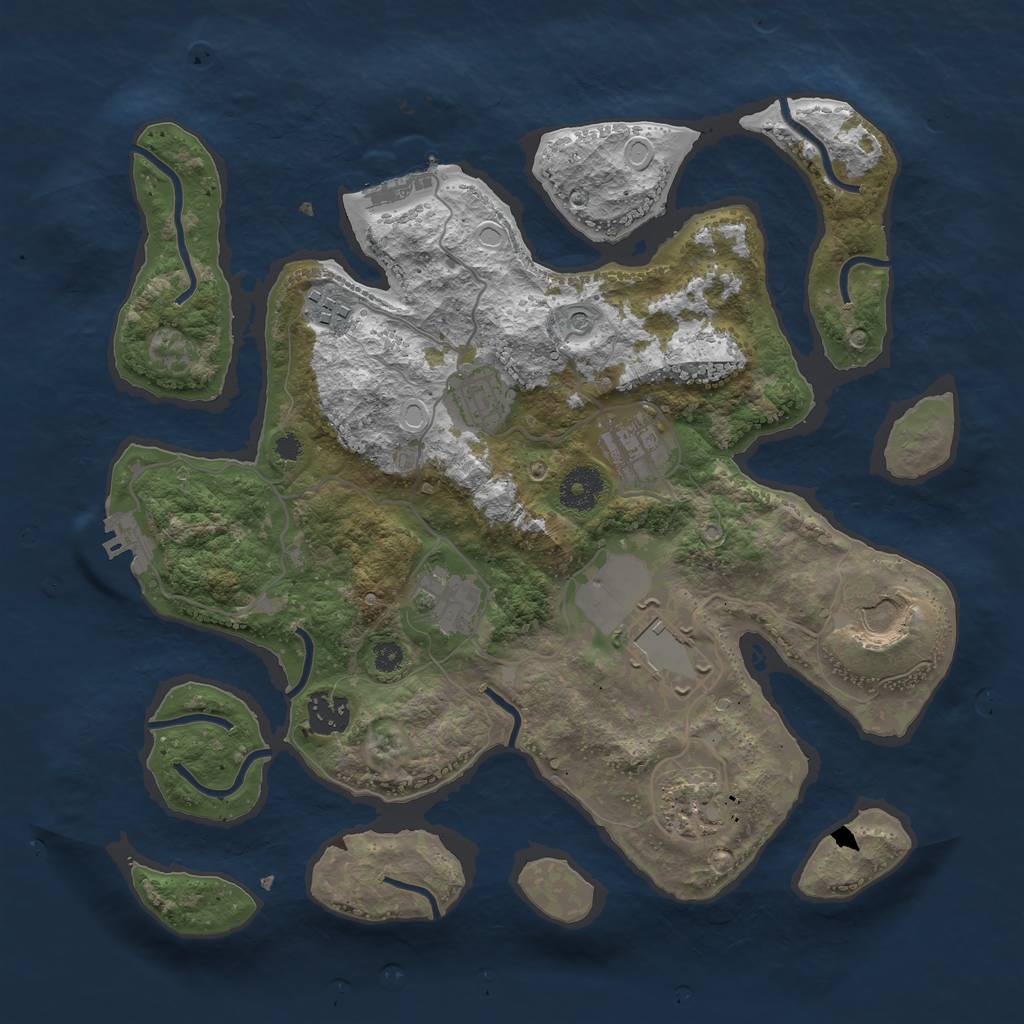 Rust Map: Procedural Map, Size: 3500, Seed: 1229321212, 16 Monuments