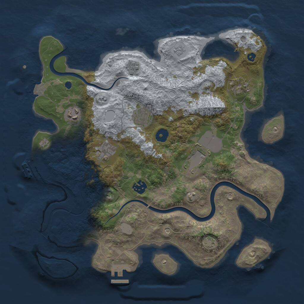 Rust Map: Procedural Map, Size: 3500, Seed: 1229321212, 13 Monuments