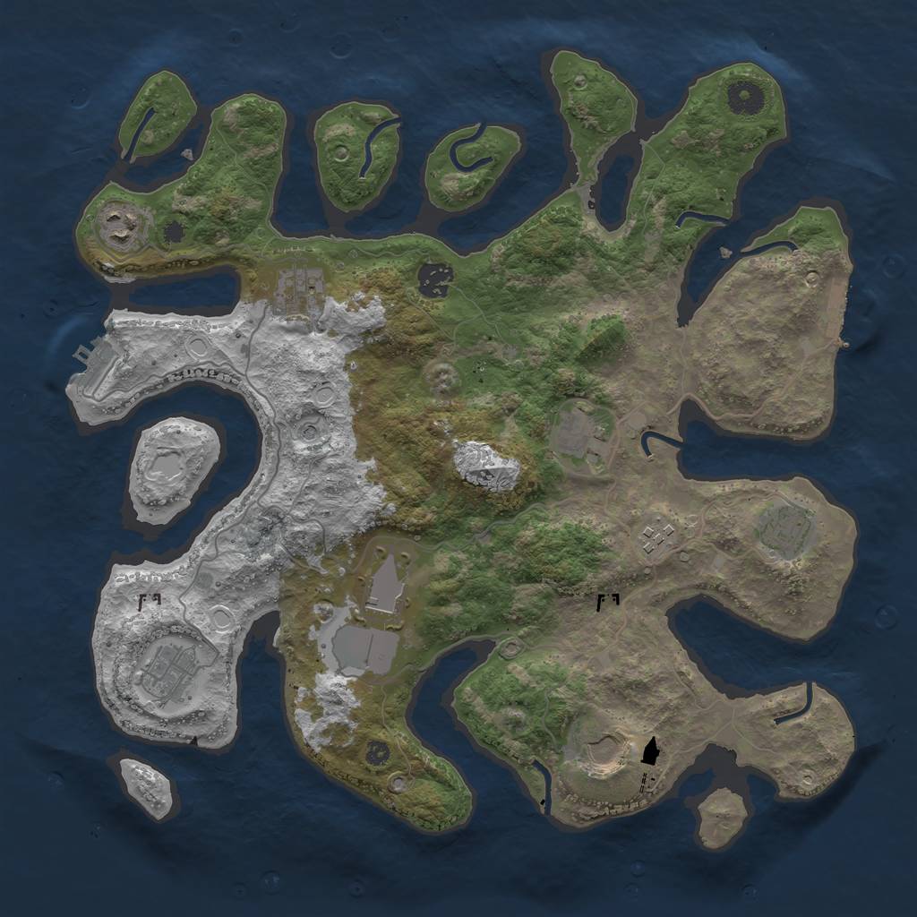 Rust Map: Procedural Map, Size: 3800, Seed: 1321140591, 17 Monuments