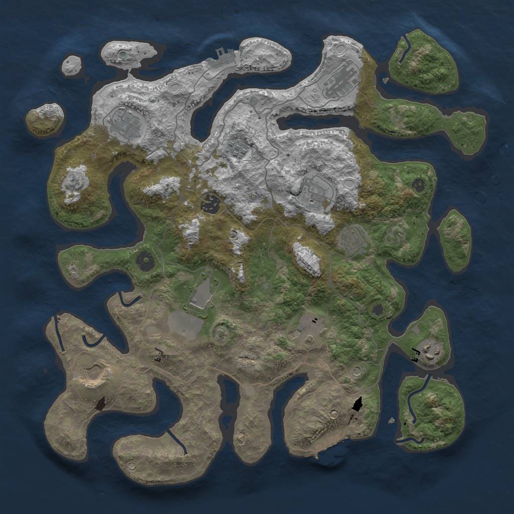 Rust Map: Procedural Map, Size: 4000, Seed: 41560735, 18 Monuments