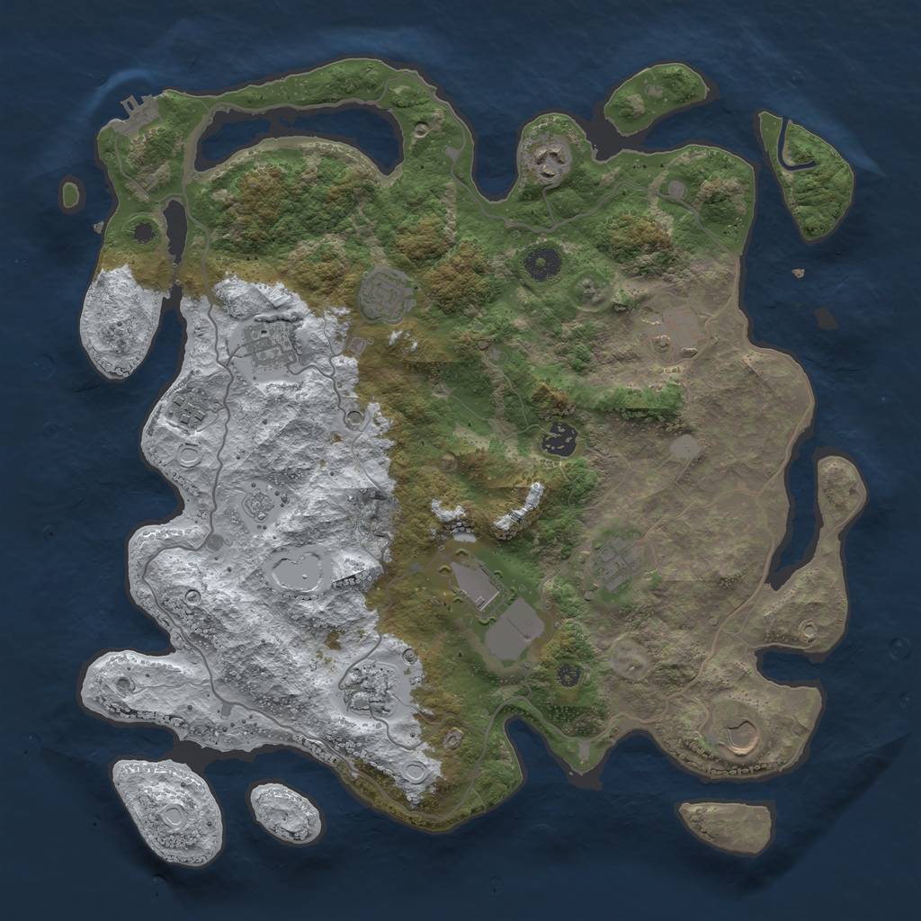 Rust Map: Procedural Map, Size: 4000, Seed: 134, 18 Monuments