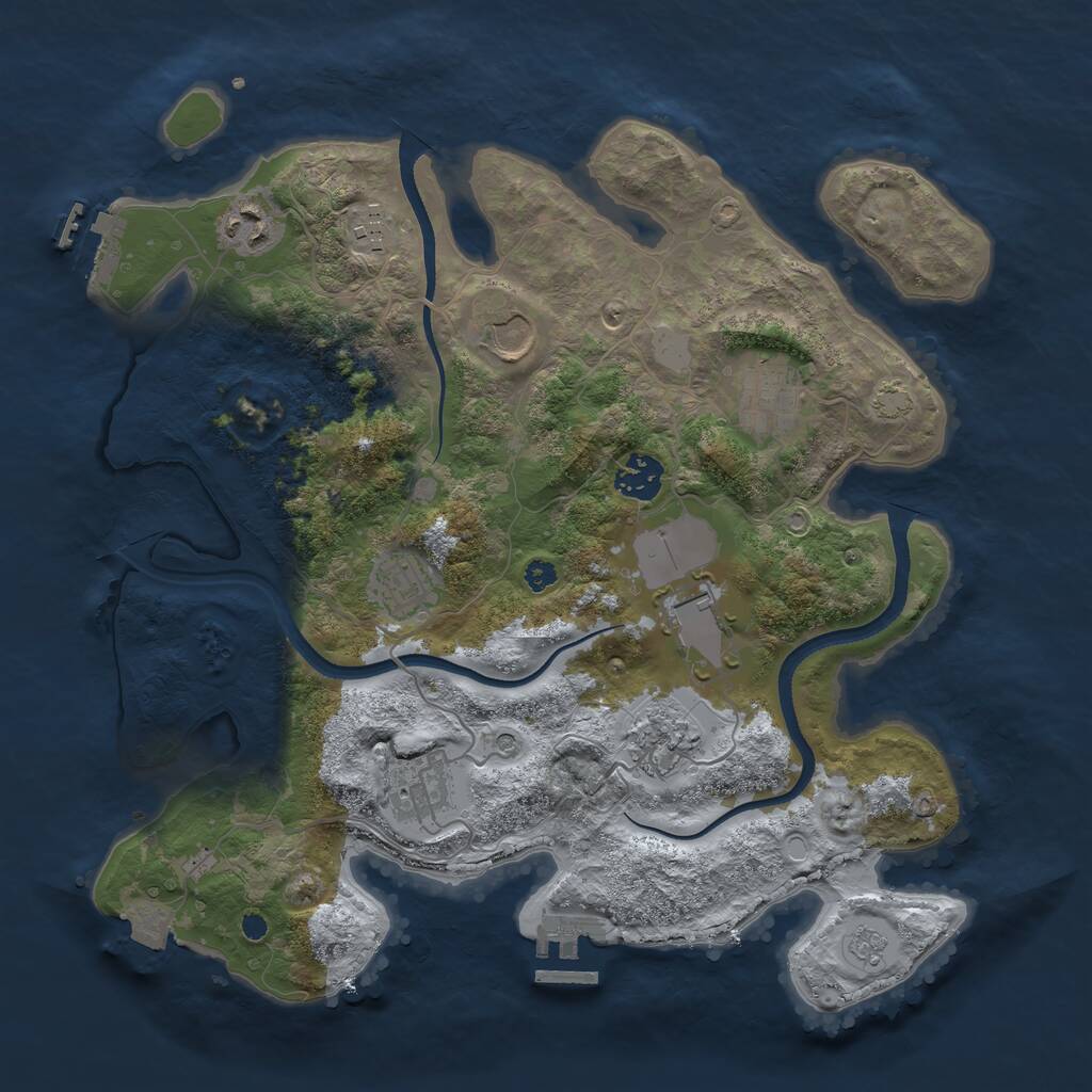 Rust Map: Procedural Map, Size: 3500, Seed: 66742, 15 Monuments