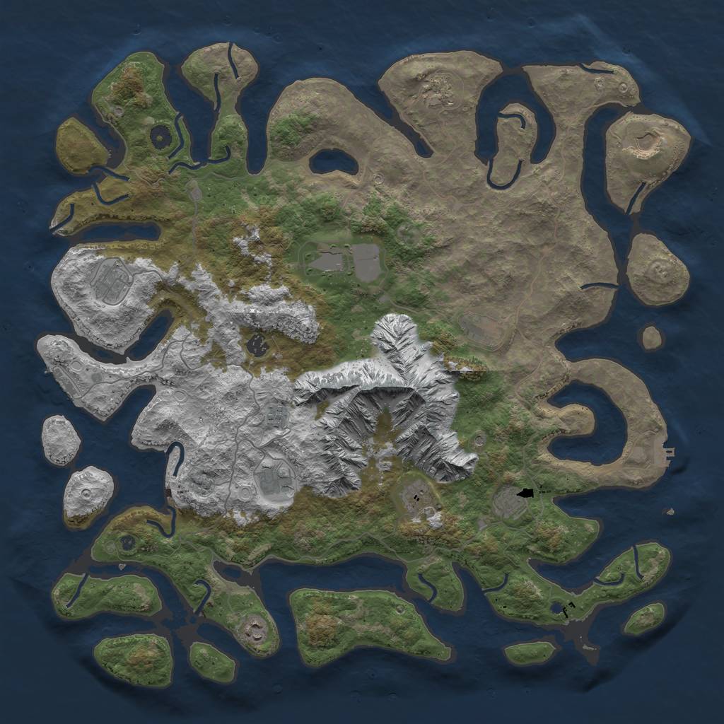 Rust Map: Procedural Map, Size: 5000, Seed: 456456420, 19 Monuments