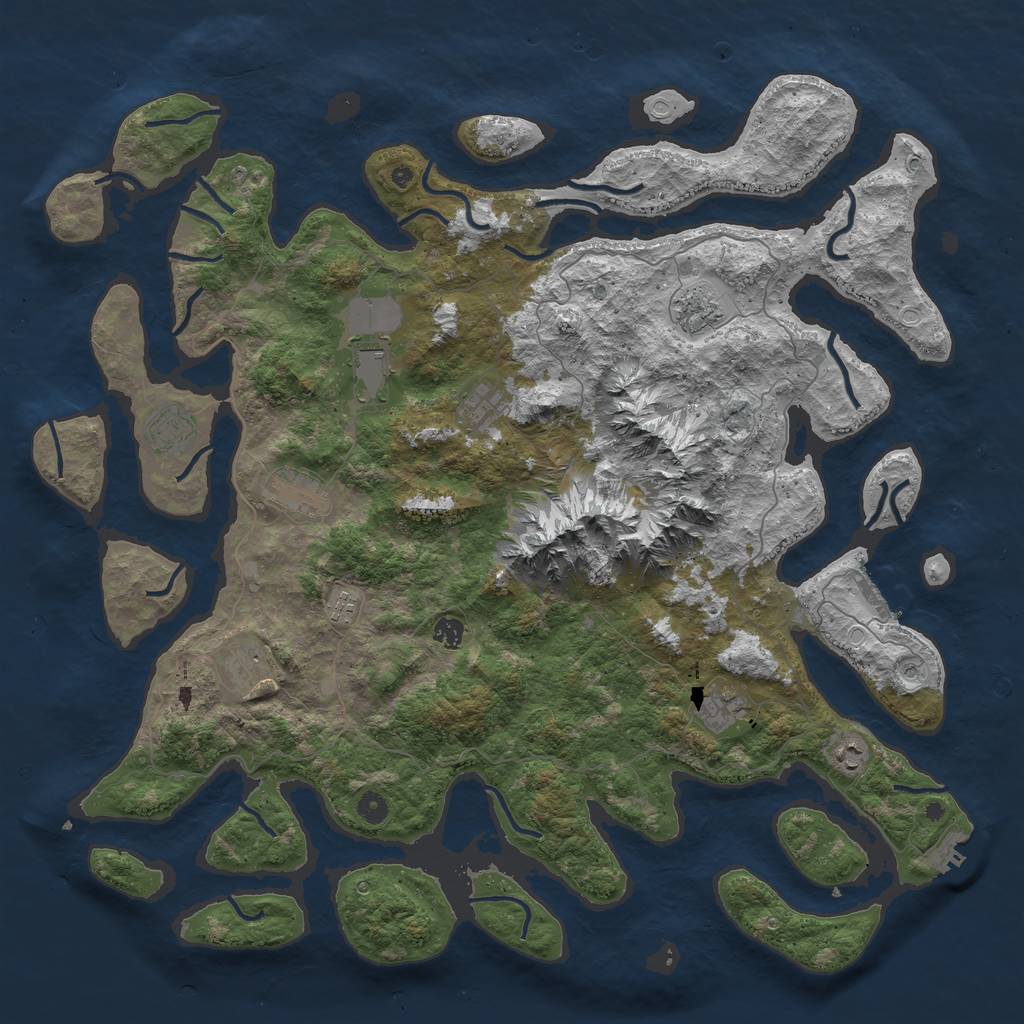 Rust Map: Procedural Map, Size: 5000, Seed: 1384049927, 18 Monuments