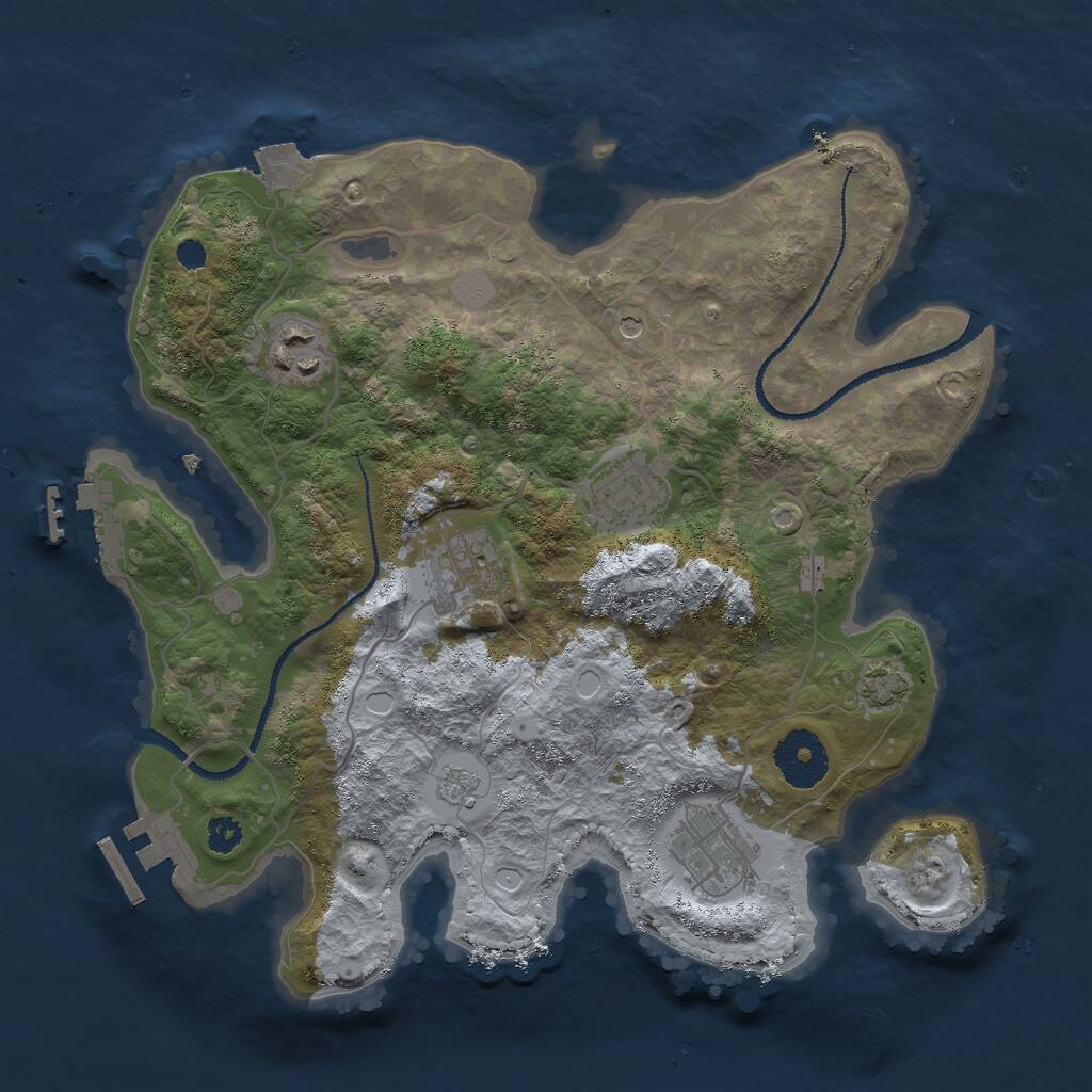Rust Map: Procedural Map, Size: 3000, Seed: 69313, 10 Monuments